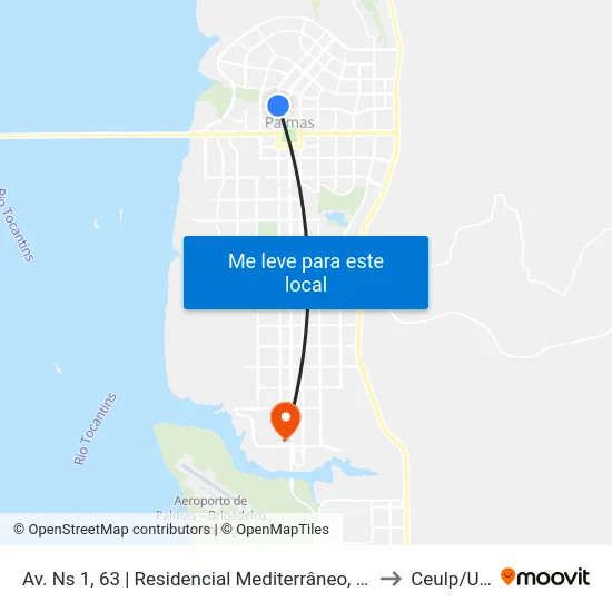 Av. Ns 1, 63 | Residencial Mediterrâneo, Q201 Norte to Ceulp/Ulbra map