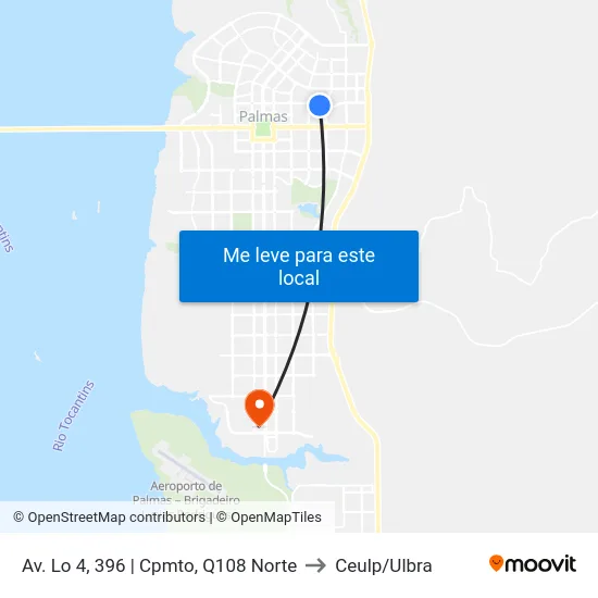 Av. Lo 4, 396 | Cpmto, Q108 Norte to Ceulp/Ulbra map