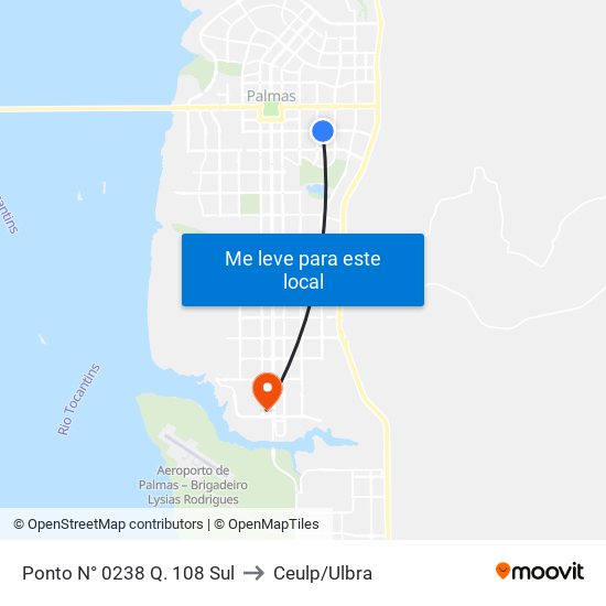 Ponto N° 0238 Q. 108 Sul to Ceulp/Ulbra map