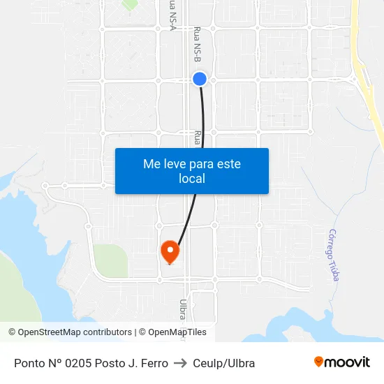 Ponto Nº 0205 Posto J. Ferro to Ceulp/Ulbra map