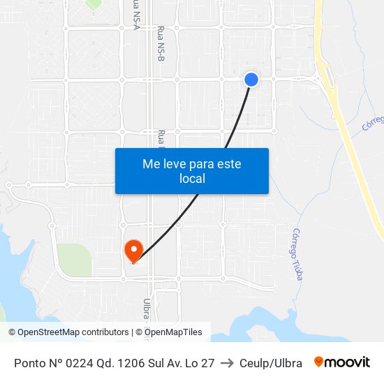 Ponto Nº 0224 Qd. 1206 Sul Av. Lo 27 to Ceulp/Ulbra map