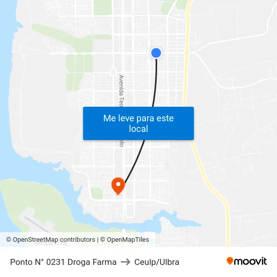Ponto N° 0231 Droga Farma to Ceulp/Ulbra map