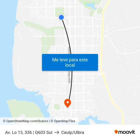 Av. Lo 13, 336 | Q603 Sul to Ceulp/Ulbra map