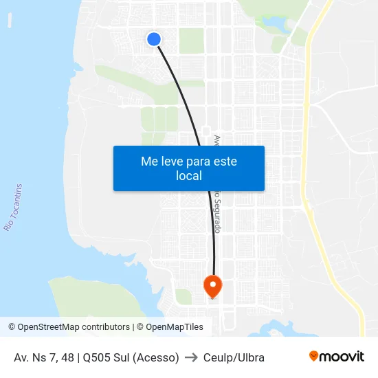 Av. Ns 7, 48 | Q505 Sul (Acesso) to Ceulp/Ulbra map