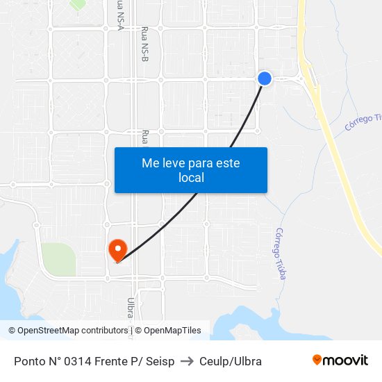 Ponto N° 0314 Frente P/ Seisp to Ceulp/Ulbra map