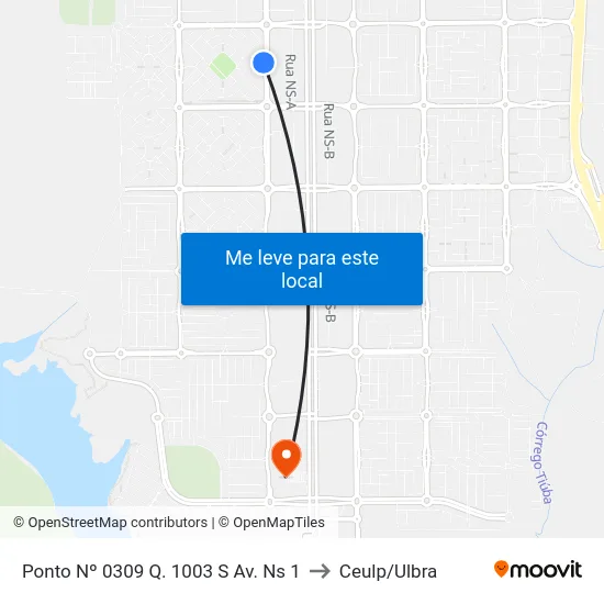 Ponto Nº 0309 Q. 1003 S Av. Ns 1 to Ceulp/Ulbra map