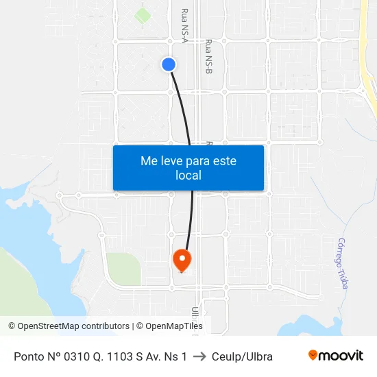 Ponto Nº 0310 Q. 1103 S Av. Ns 1 to Ceulp/Ulbra map