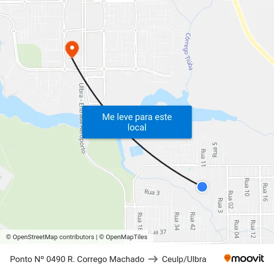 Ponto Nº 0490 R. Corrego Machado to Ceulp/Ulbra map