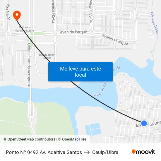 Ponto Nº 0492 Av. Adaltiva Santos to Ceulp/Ulbra map