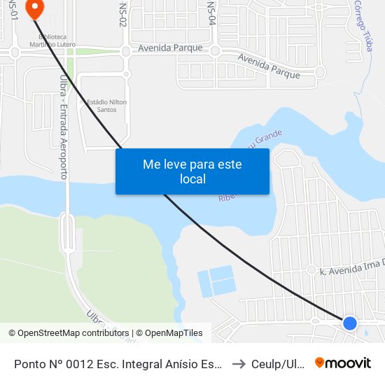 Ponto Nº 0012 Esc. Integral Anísio Espínola to Ceulp/Ulbra map