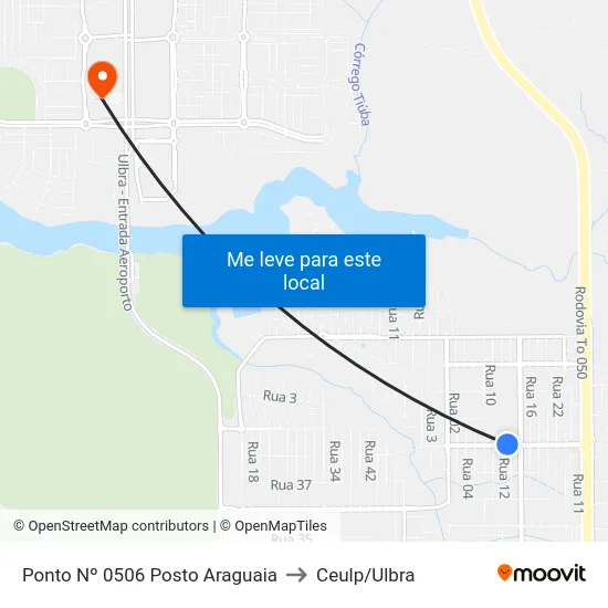 Ponto Nº 0506 Posto Araguaia to Ceulp/Ulbra map
