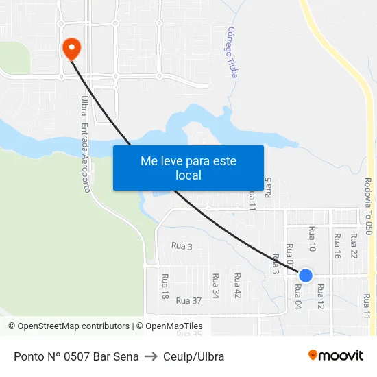 Ponto Nº 0507 Bar Sena to Ceulp/Ulbra map