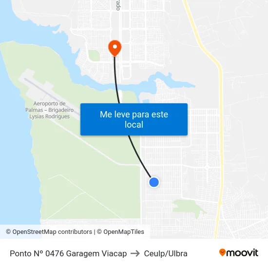 Ponto Nº 0476 Garagem Viacap to Ceulp/Ulbra map
