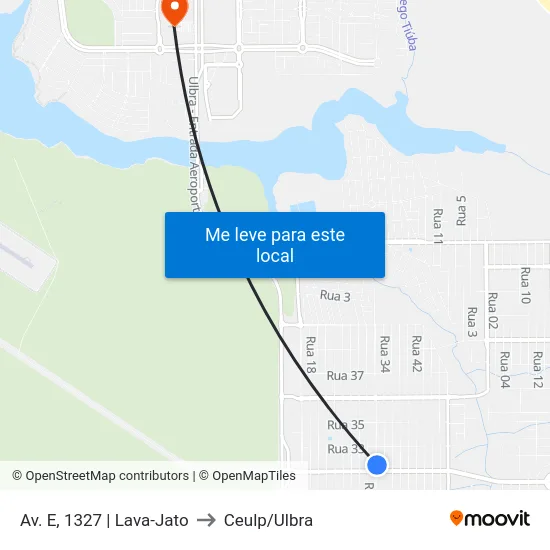 Av. E, 1327 | Lava-Jato to Ceulp/Ulbra map