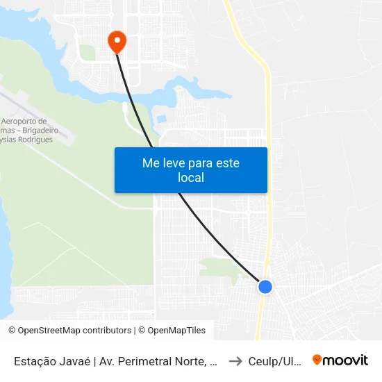 Estação Javaé | Av. Perimetral Norte, 3862 to Ceulp/Ulbra map