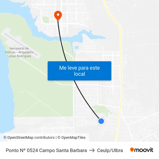 Ponto Nº 0524 Campo Santa Barbara to Ceulp/Ulbra map