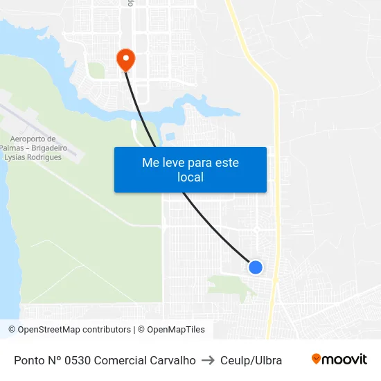 Ponto Nº 0530 Comercial Carvalho to Ceulp/Ulbra map
