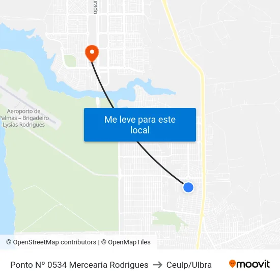 Ponto Nº 0534 Mercearia Rodrigues to Ceulp/Ulbra map