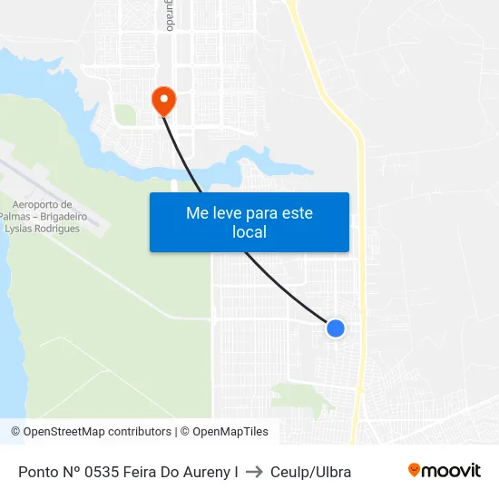 Ponto Nº 0535 Feira Do Aureny I to Ceulp/Ulbra map