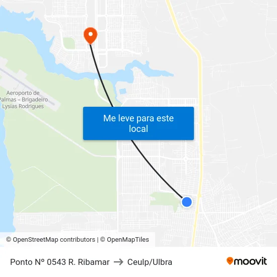 Ponto Nº 0543 R. Ribamar to Ceulp/Ulbra map