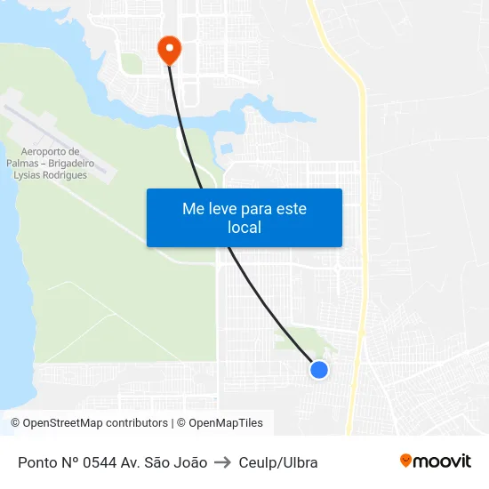 Ponto Nº 0544 Av. São João to Ceulp/Ulbra map