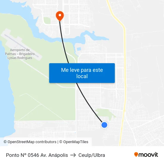 Ponto Nº 0546 Av. Anápolis to Ceulp/Ulbra map