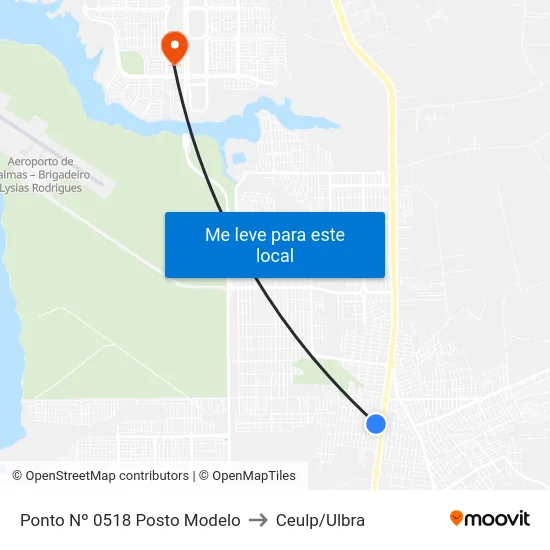 Ponto Nº 0518 Posto Modelo to Ceulp/Ulbra map