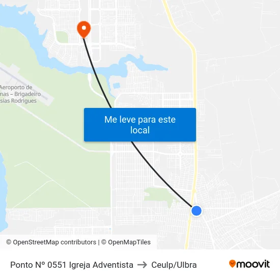 Ponto Nº 0551 Igreja Adventista to Ceulp/Ulbra map