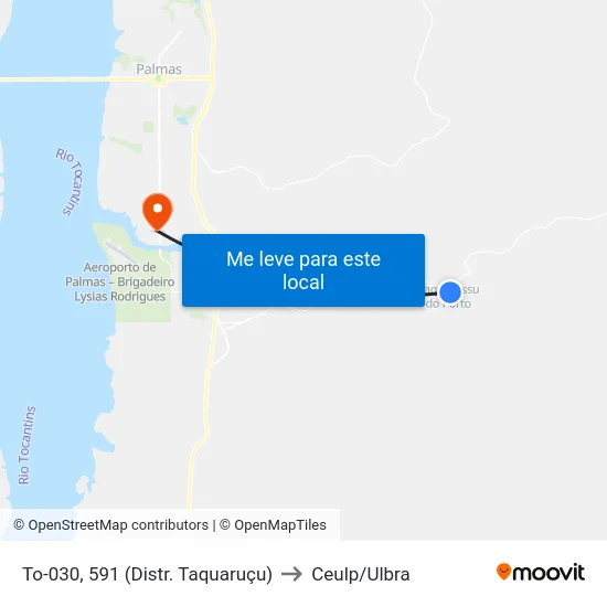 To-030, 591 (Distr. Taquaruçu) to Ceulp/Ulbra map