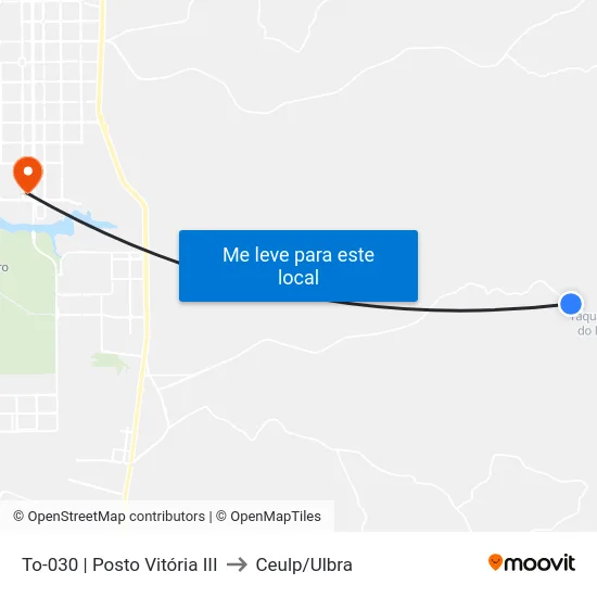 To-030 | Posto Vitória III to Ceulp/Ulbra map