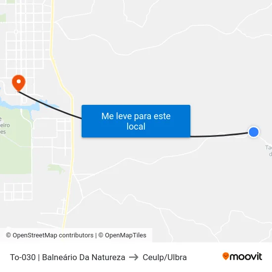 To-030 | Balneário Da Natureza to Ceulp/Ulbra map