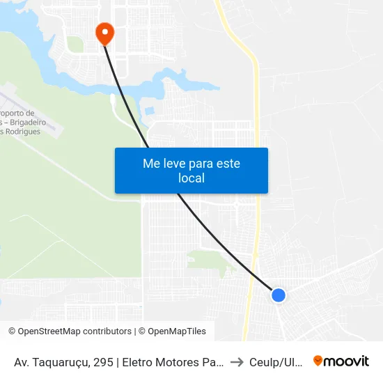 Av. Taquaruçu, 295 | Eletro Motores Paulim to Ceulp/Ulbra map