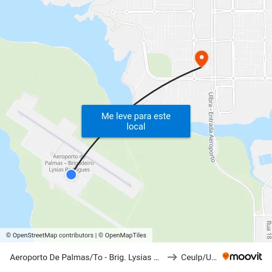 Aeroporto De Palmas/To - Brig. Lysias Rodrigues to Ceulp/Ulbra map