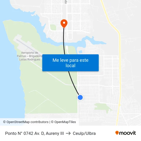 Ponto N° 0742 Av. D, Aureny III to Ceulp/Ulbra map