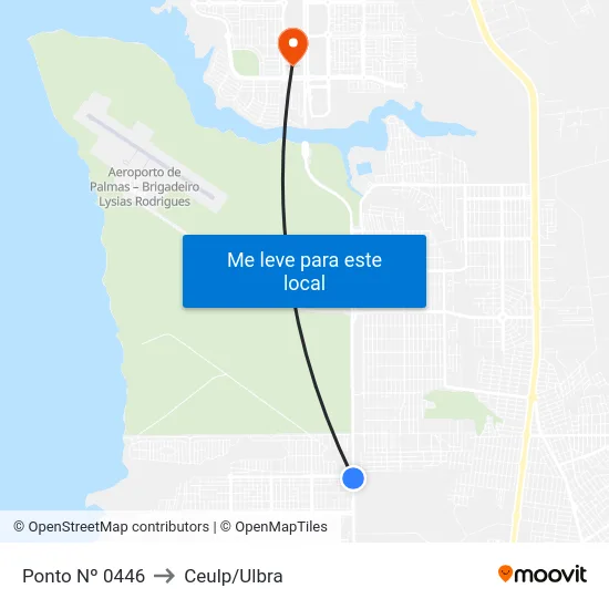 Ponto Nº 0446 to Ceulp/Ulbra map