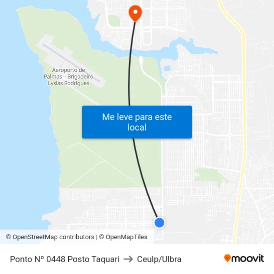 Ponto Nº 0448 Posto Taquari to Ceulp/Ulbra map