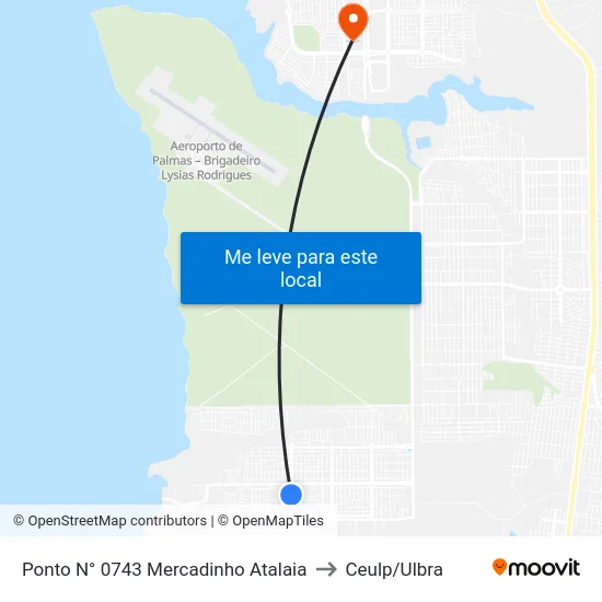Ponto N° 0743 Mercadinho Atalaia to Ceulp/Ulbra map