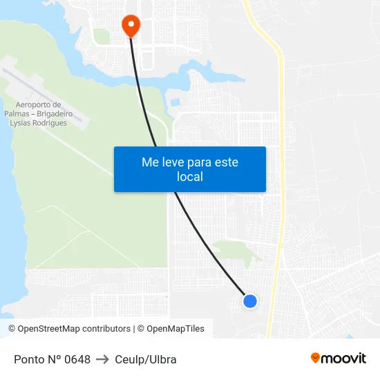 Ponto Nº 0648 to Ceulp/Ulbra map