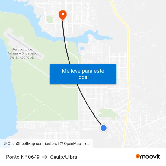 Ponto Nº 0649 to Ceulp/Ulbra map