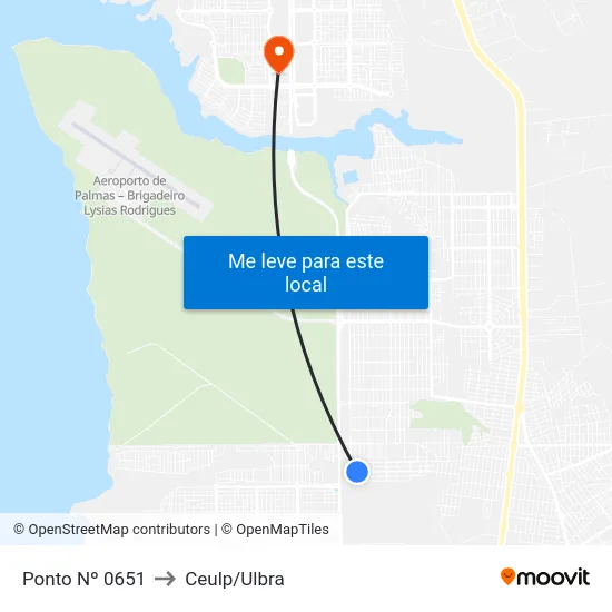 Ponto Nº 0651 to Ceulp/Ulbra map