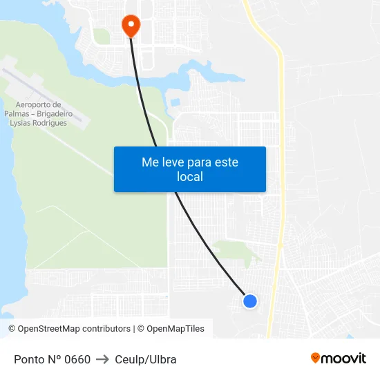 Ponto Nº 0660 to Ceulp/Ulbra map