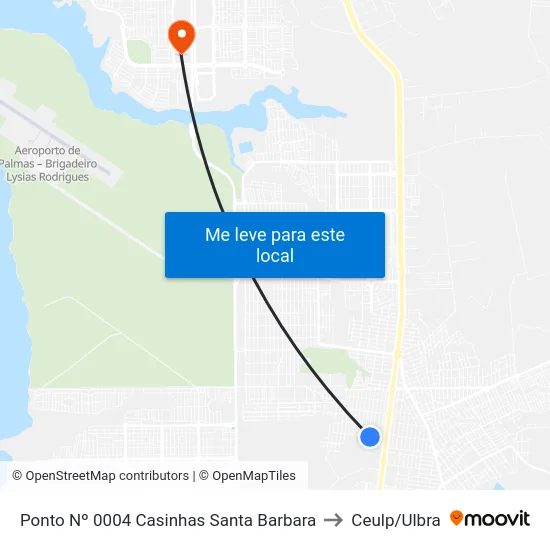 Ponto Nº 0004 Casinhas Santa Barbara to Ceulp/Ulbra map