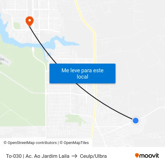 To-030 | Ac. Ao Jardim Laila to Ceulp/Ulbra map
