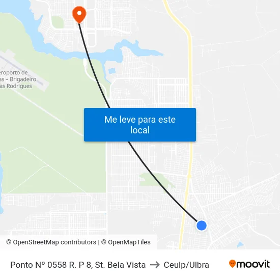 Ponto Nº 0558 R. P 8, St. Bela Vista to Ceulp/Ulbra map