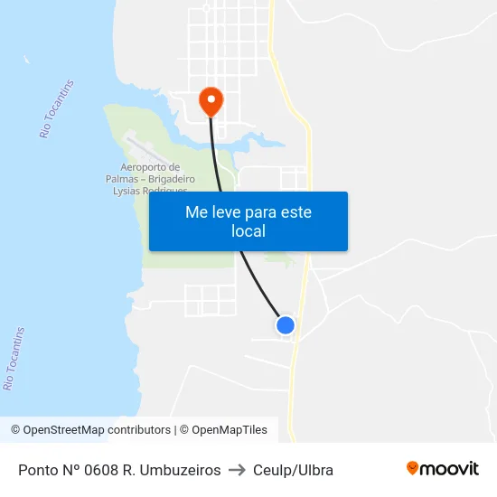 Ponto Nº 0608 R. Umbuzeiros to Ceulp/Ulbra map