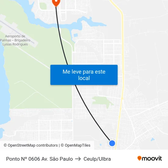 Ponto Nº 0606 Av. São Paulo to Ceulp/Ulbra map
