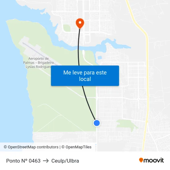 Ponto Nº 0463 to Ceulp/Ulbra map