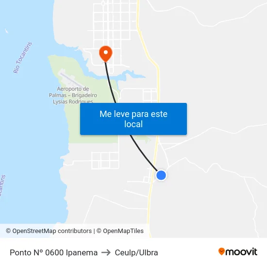 Ponto Nº 0600 Ipanema to Ceulp/Ulbra map