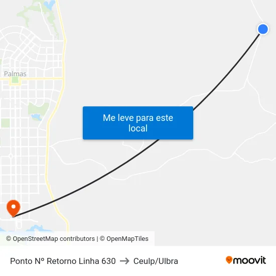 Ponto Nº Retorno Linha 630 to Ceulp/Ulbra map