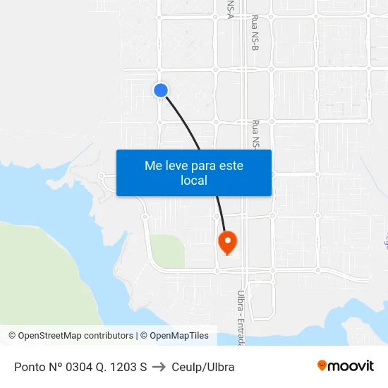 Ponto Nº 0304 Q. 1203 S to Ceulp/Ulbra map